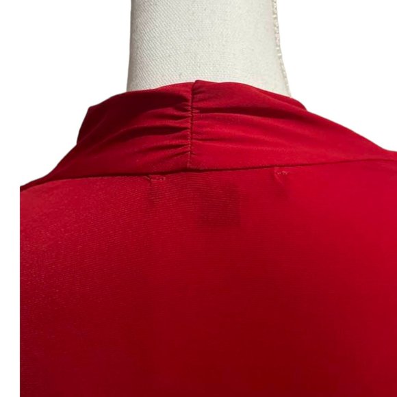 Boston Proper Rouched Front Half Zipper Christmas Valentine's Day  Red Top -  L - Picture 14 of 15